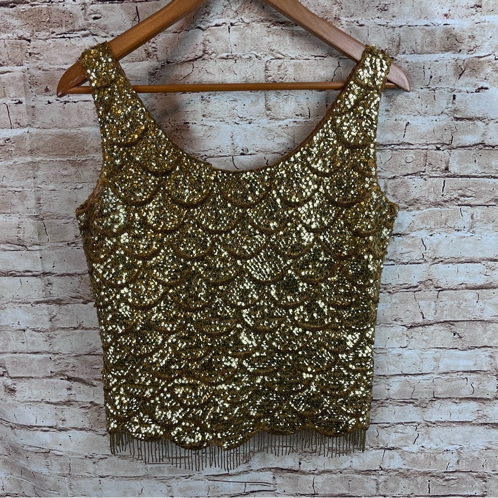 True Vintage Sequined Wool Tank Sweater Size Large